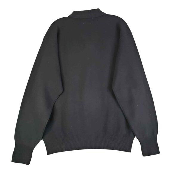 Polo Ralph Lauren Lambswool Sweater Mens Collared 1/4 Button Black Large Vintage - Picture 3 of 9